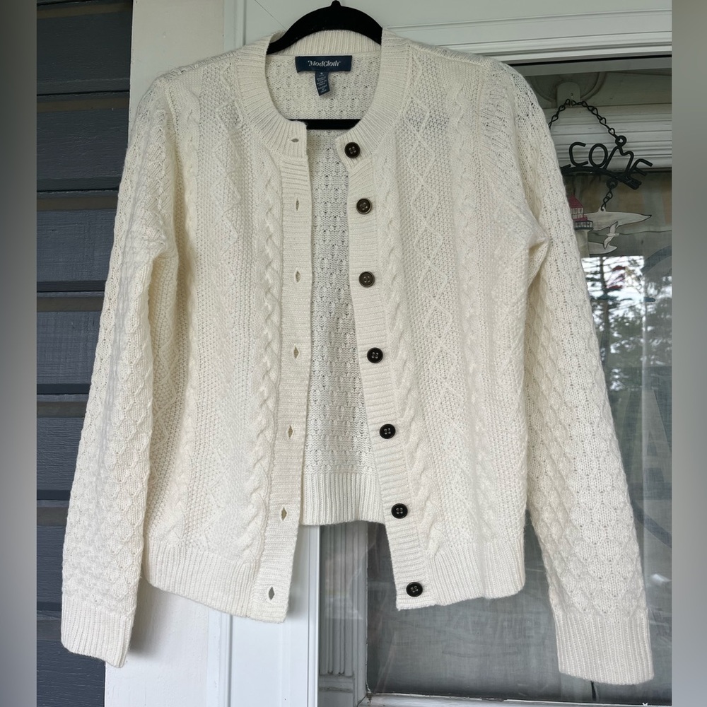 ModCloth White Knit Cardigan Size Small Vintage Style 50’s 60’s